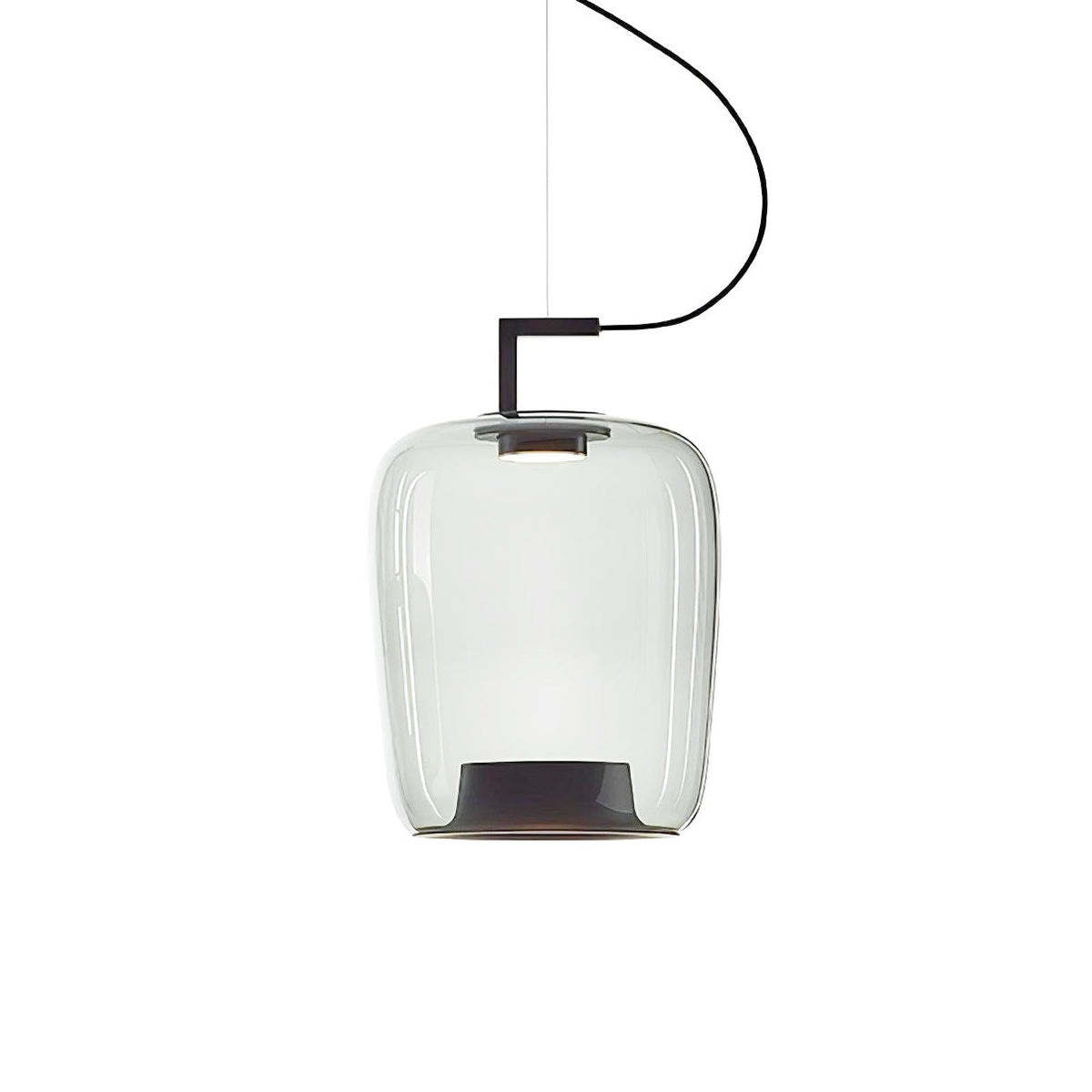 Lampa Wisząca Nowoczesna ze Szklanym Kloszem i Wbudowanym LED - Czarny/Przezroczysty