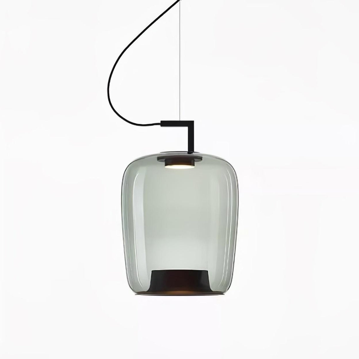 Lampa Wisząca Nowoczesna ze Szklanym Kloszem i Wbudowanym LED - Czarny/Zielony