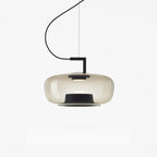 Lampa Wisząca Nowoczesna ze Szklanym Kloszem i Wbudowanym LED - Czarny/Dymny szary