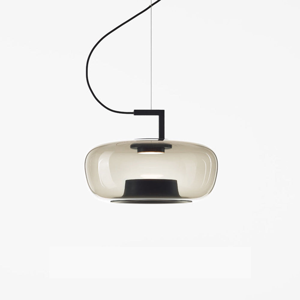 Lampa Wisząca Nowoczesna ze Szklanym Kloszem i Wbudowanym LED - Czarny/Dymny szary