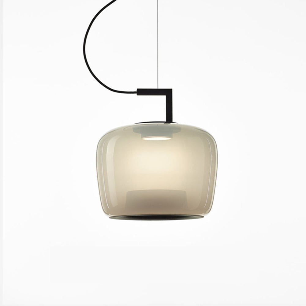 Lampa Wisząca Nowoczesna ze Szklanym Kloszem i Wbudowanym LED - Czarny/Dymny szary