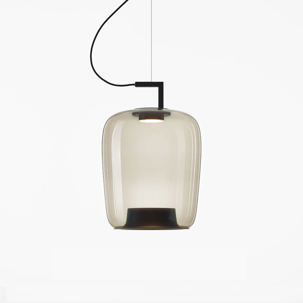 Lampa Wisząca Nowoczesna ze Szklanym Kloszem i Wbudowanym LED - Czarny/Dymny szary
