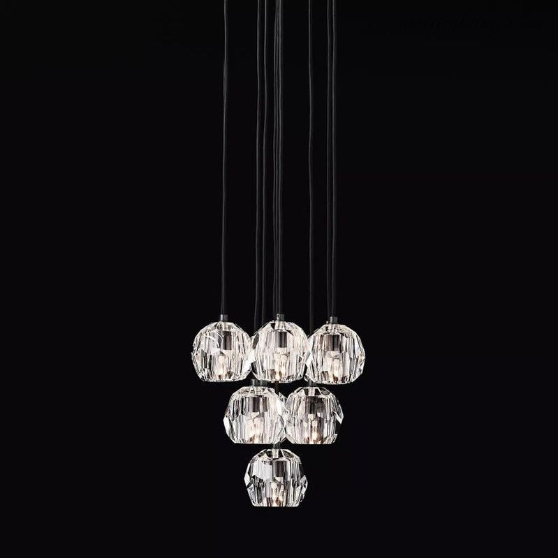 Lampa Wisząca Modern z Kryształowymi Kulami Kaskada - 17