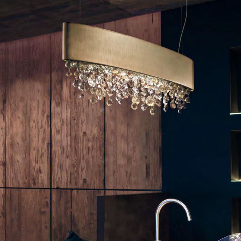 Lampa Wisząca Nowoczesna z Kryształową Dekoracją - Złoty