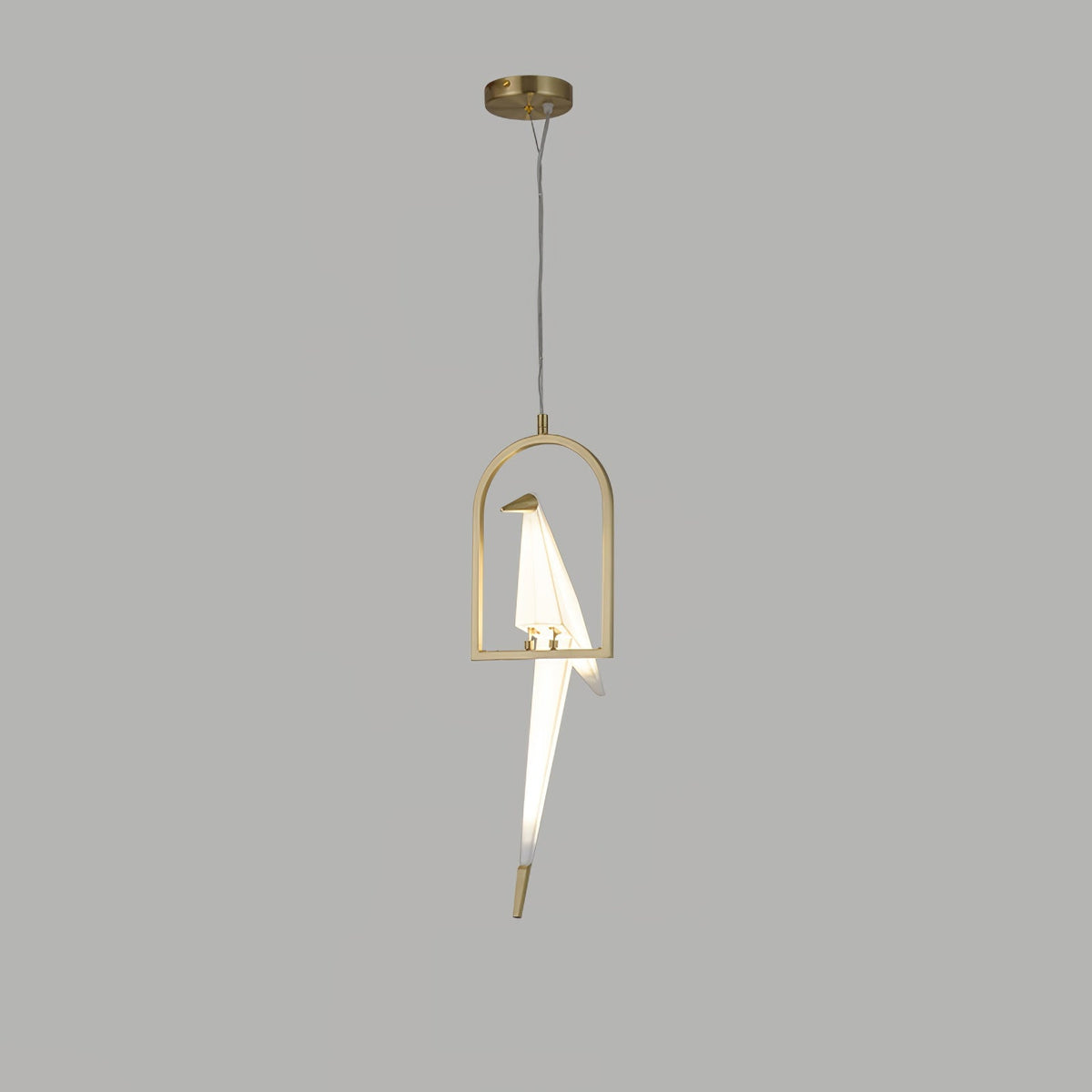 Lampa Wisząca Nowoczesna z Origami Ptakami na Gałęzi - Złoty/Biały