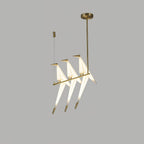 Lampa Wisząca Nowoczesna z Origami Ptakami na Gałęzi - Złoty/Biały