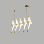Lampa Wisząca Nowoczesna z Origami Ptakami na Gałęzi - Złoty/Biały