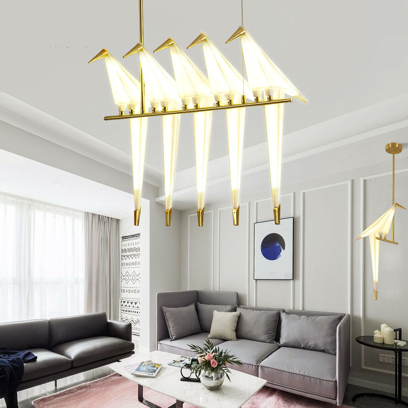 Lampa Wisząca Nowoczesna z Origami Ptakami na Gałęzi - 4