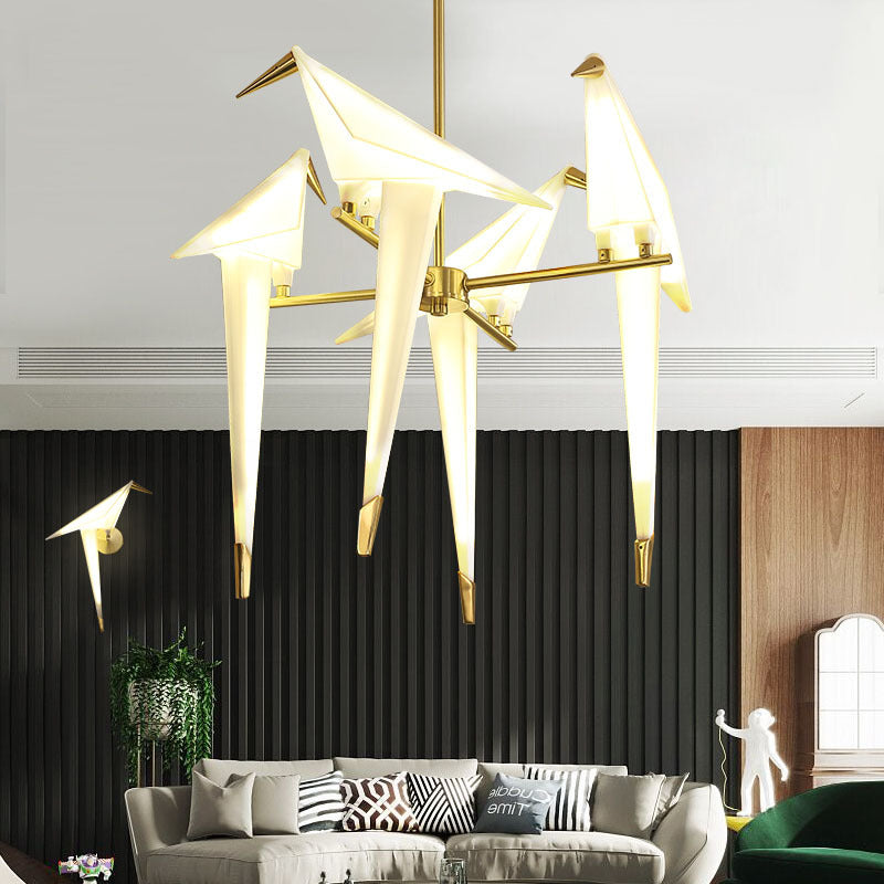 Lampa Wisząca Nowoczesna z Origami Ptakami na Gałęzi