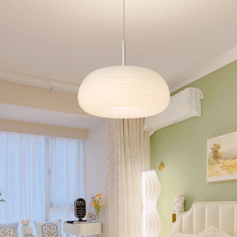 Lampa Wisząca Nowoczesna z Ażurowym Kloszem Żebrowanym - 4