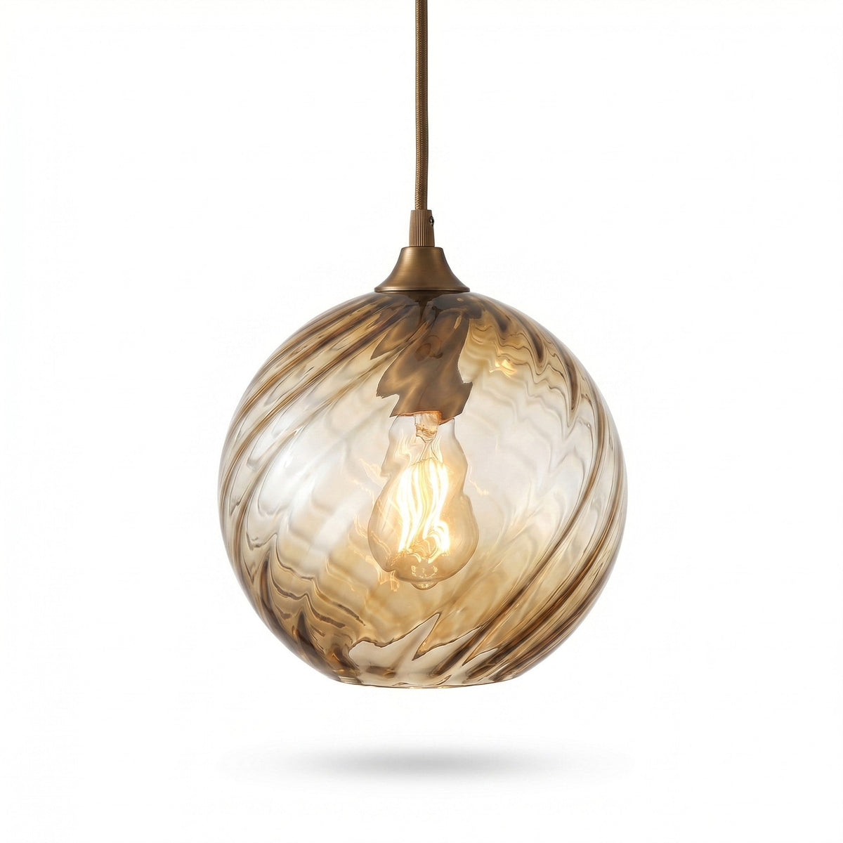 Lampa Wisząca Retro ze Szklanym Kloszem Skręcanym - Bursztynowy