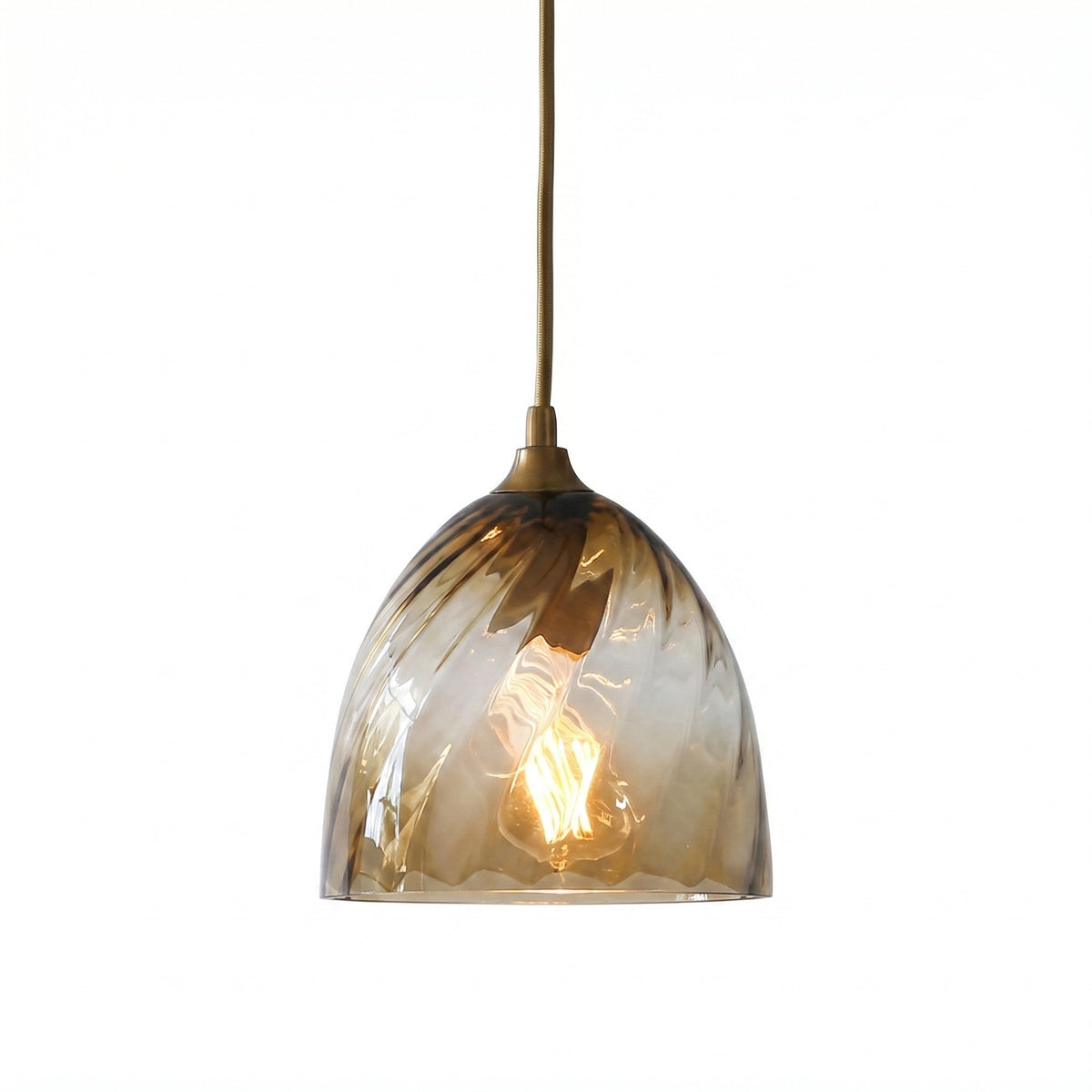 Lampa Wisząca Retro ze Szklanym Kloszem Skręcanym - Bursztynowy