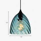 Lampa Wisząca Retro ze Szklanym Kloszem Skręcanym - Niebieski