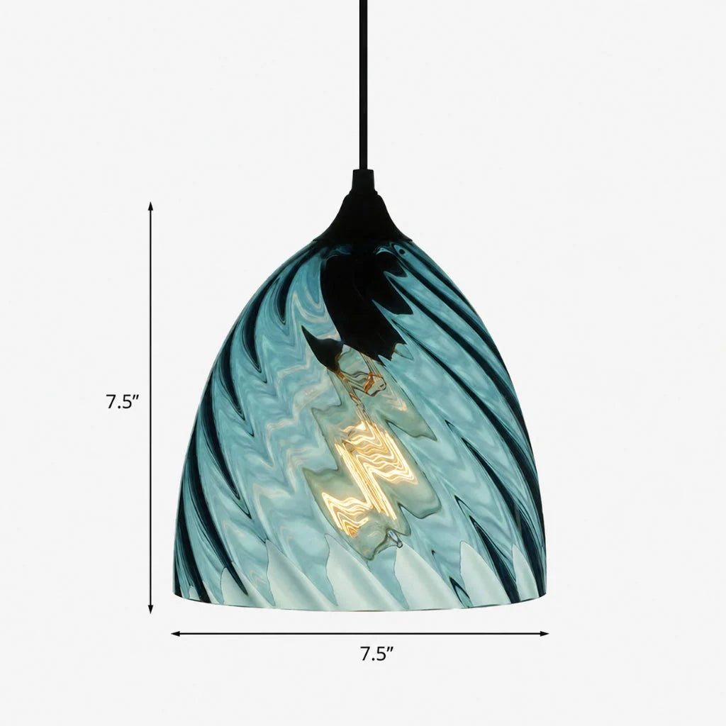 Lampa Wisząca Retro ze Szklanym Kloszem Skręcanym - Niebieski