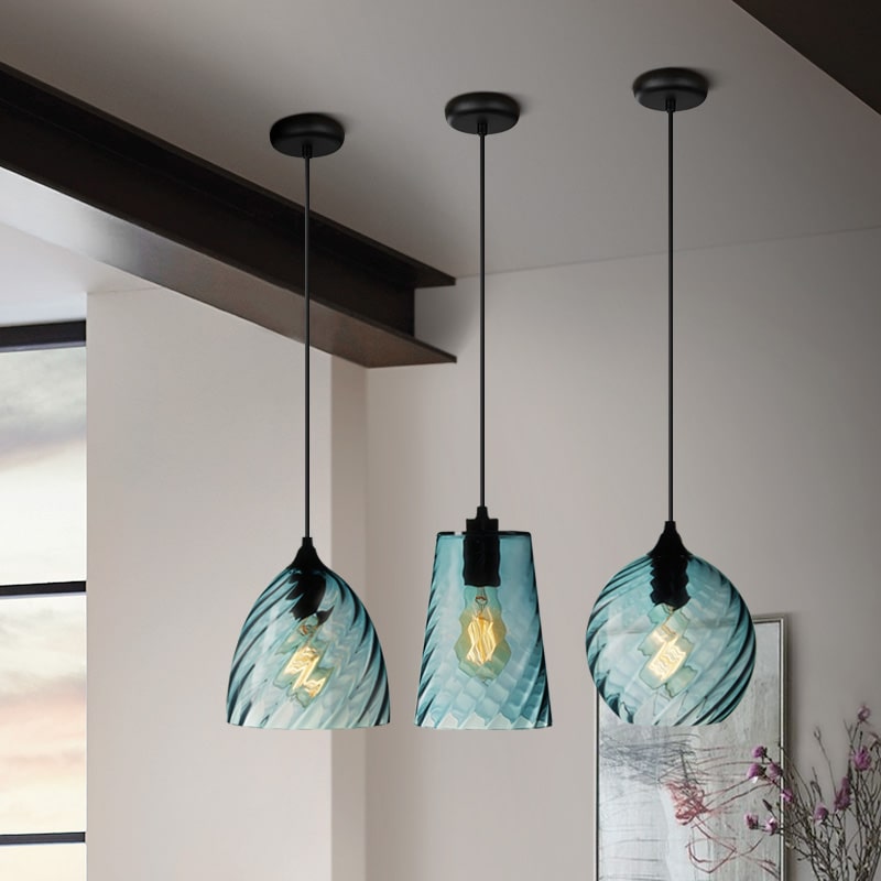 Lampa Wisząca Retro ze Szklanym Kloszem Skręcanym - 3