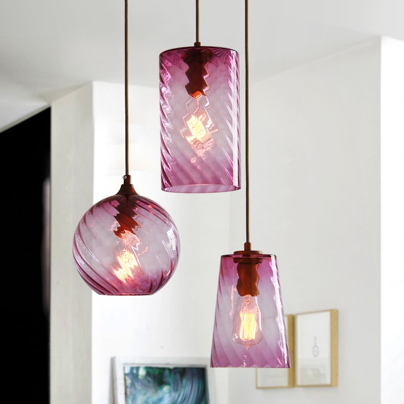 Lampa Wisząca Retro ze Szklanym Kloszem Skręcanym - 4