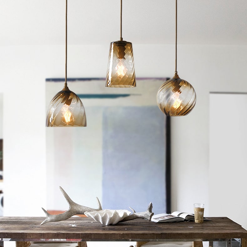 Lampa Wisząca Retro ze Szklanym Kloszem Skręcanym - 6