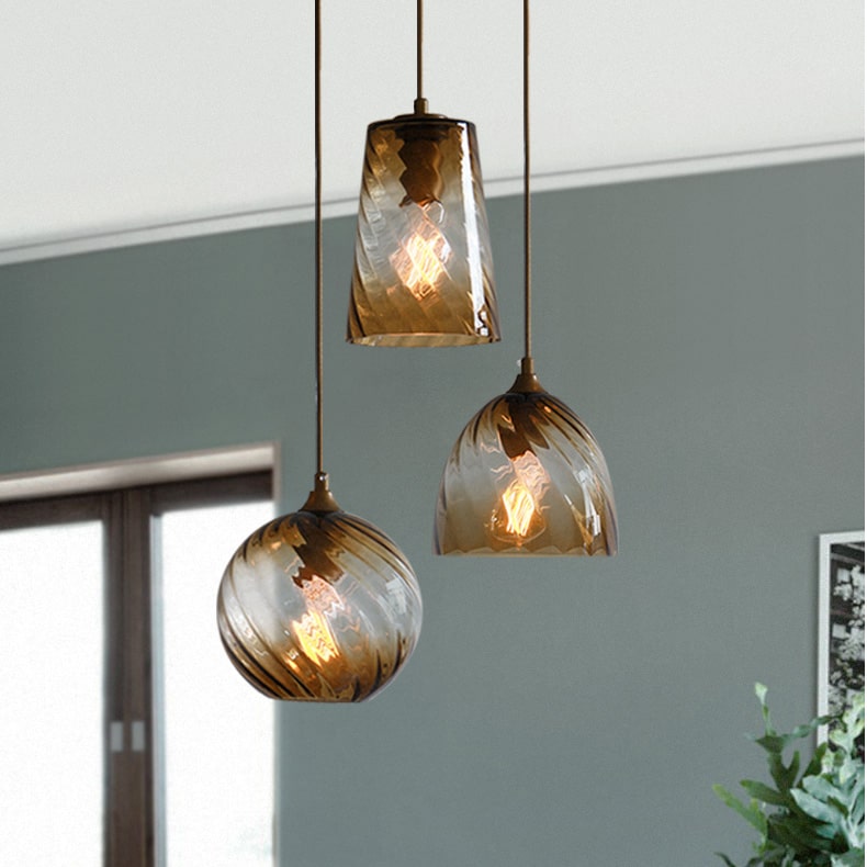 Lampa Wisząca Retro ze Szklanym Kloszem Skręcanym - 7