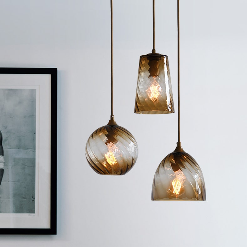 Lampa Wisząca Retro ze Szklanym Kloszem Skręcanym - 9