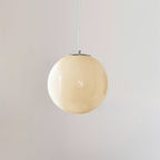 Lampa Wisząca Retro Szklany Klosz Kulisty ze Wzorem Swirl - Żółty