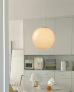 Lampa Wisząca Retro Szklany Klosz Kulisty ze Wzorem Swirl - 14