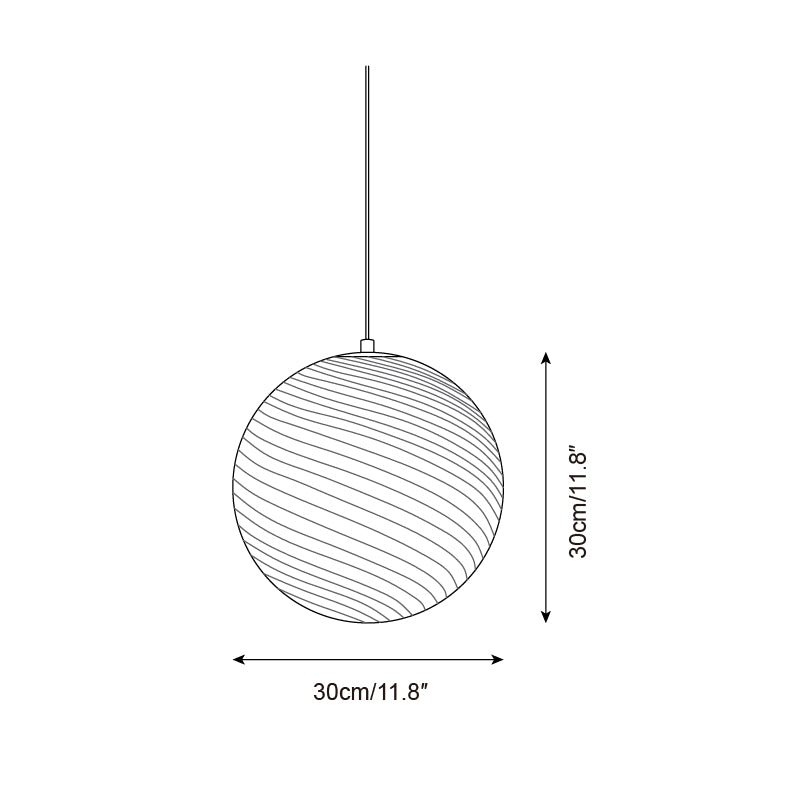 Lampa Wisząca Retro Szklany Klosz Kulisty ze Wzorem Swirl - 16