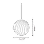 Lampa Wisząca Retro Szklany Klosz Kulisty ze Wzorem Swirl - 17