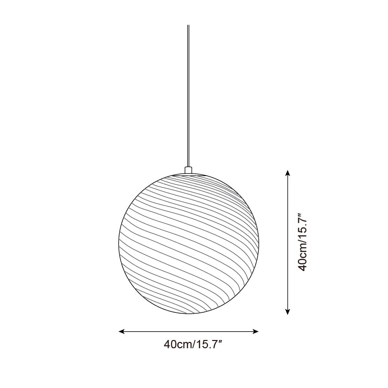 Lampa Wisząca Retro Szklany Klosz Kulisty ze Wzorem Swirl - 17