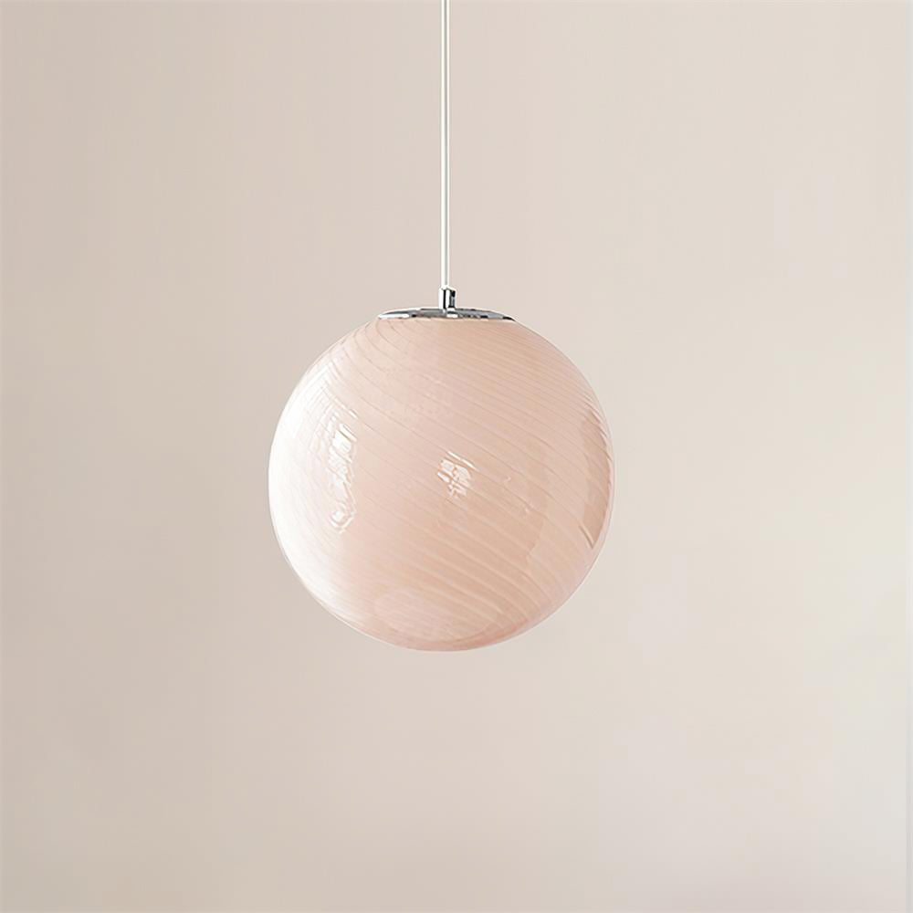 Lampa Wisząca Retro Szklany Klosz Kulisty ze Wzorem Swirl - 20