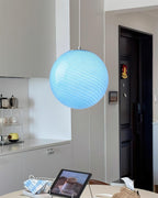 Lampa Wisząca Retro Szklany Klosz Kulisty ze Wzorem Swirl