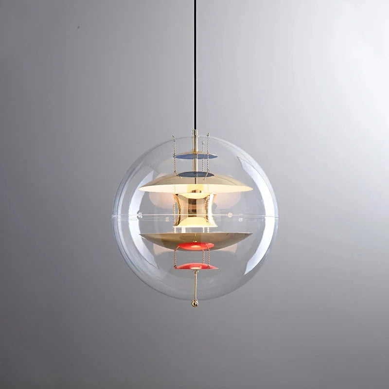 Lampa Wisząca Retro z Przezroczystym Szklanym Kloszem - Złoty