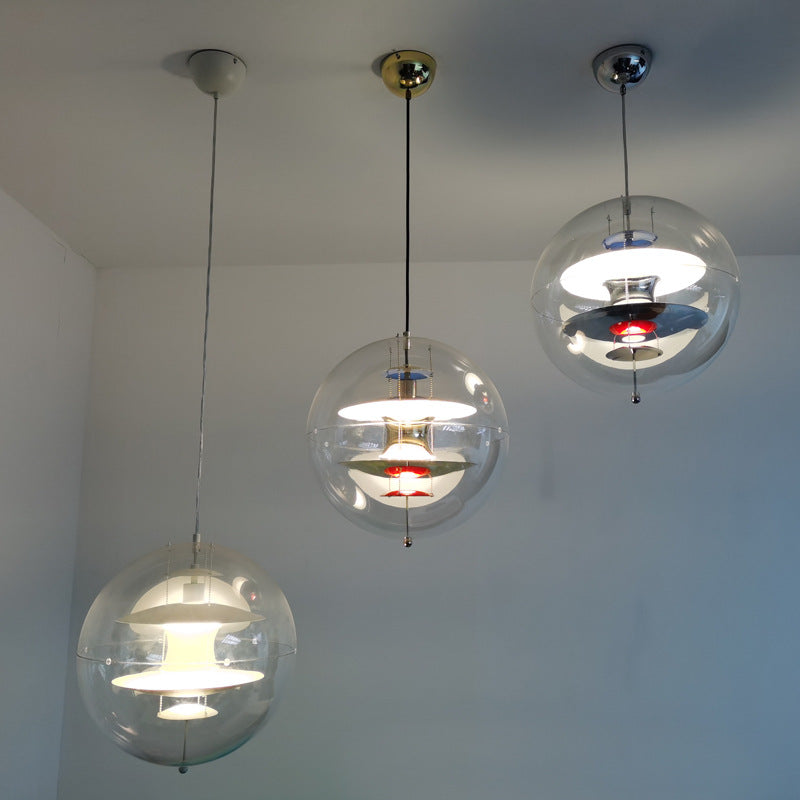 Lampa Wisząca Retro z Przezroczystym Szklanym Kloszem - 13