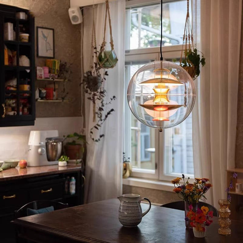 Lampa Wisząca Retro z Przezroczystym Szklanym Kloszem - 14