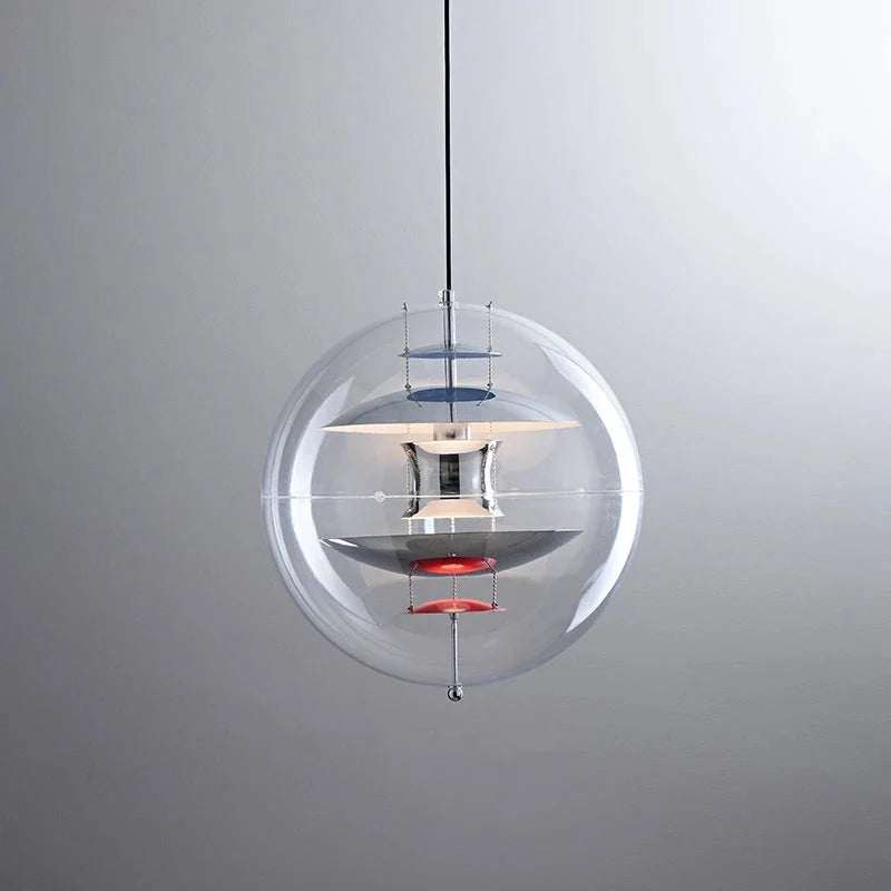Lampa Wisząca Retro z Przezroczystym Szklanym Kloszem - Chrom