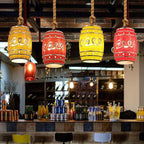 Lampa Wisząca Retro w Kształcie Beczki z Konopnym Sznurem - 3