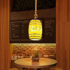 Lampa Wisząca Retro w Kształcie Beczki z Konopnym Sznurem - 5