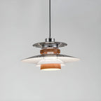 Lampa Wisząca Skandynawska z Kloszem i Drewnianymi Akcentami - Chrom/Orzech