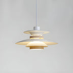 Lampa Wisząca Skandynawska z Kloszem i Drewnianymi Akcentami - Biały/Drewno
