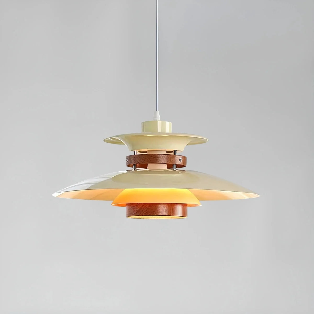 Lampa Wisząca Skandynawska z Kloszem i Drewnianymi Akcentami