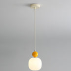 Lampa Wisząca Skandynawska ze Szklanym Kloszem i Kulistym Elementem - Pomarańczowy