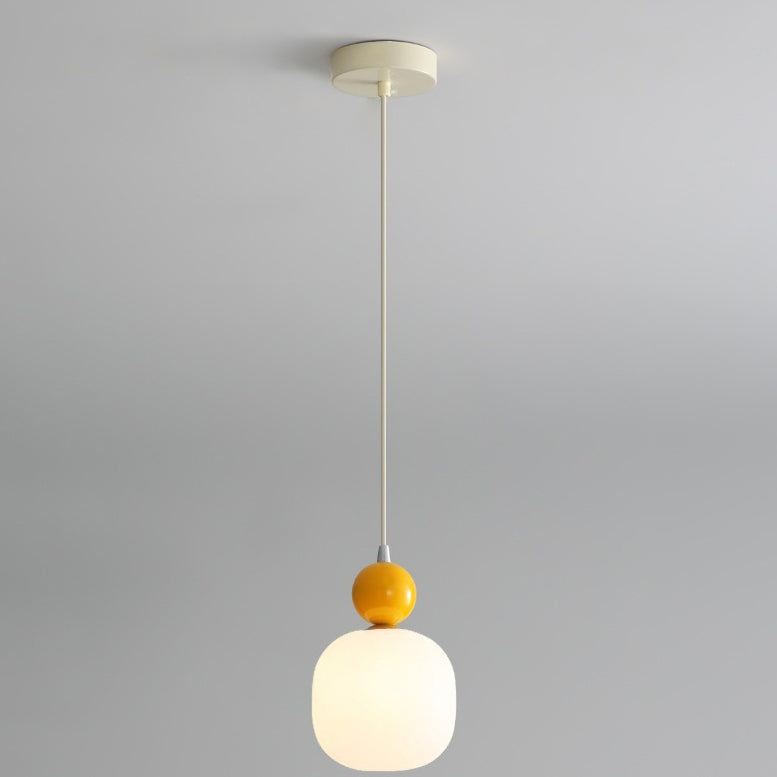 Lampa Wisząca Skandynawska ze Szklanym Kloszem i Kulistym Elementem - Pomarańczowy