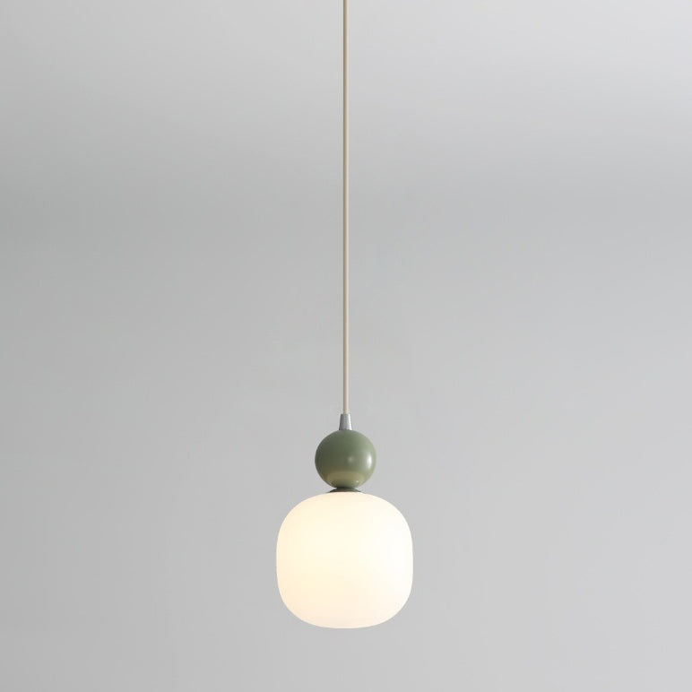 Lampa Wisząca Skandynawska ze Szklanym Kloszem i Kulistym Elementem - Zielony