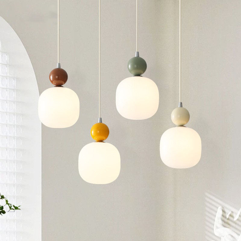 Lampa Wisząca Skandynawska ze Szklanym Kloszem i Kulistym Elementem - 3