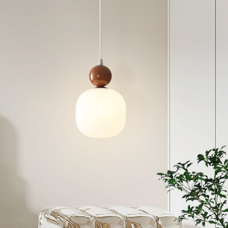 Lampa Wisząca Skandynawska ze Szklanym Kloszem i Kulistym Elementem - Brązowy