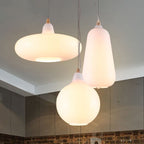 Lampa Wisząca Skandynawska ze Szklanym Kloszem i Drewnianym Detalem - 4