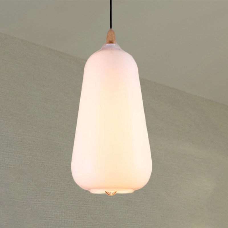Lampa Wisząca Skandynawska ze Szklanym Kloszem i Drewnianym Detalem
