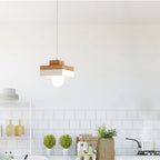 Lampa Wisząca Skandynawska z Drewnianym Kloszem i Metalową Obręczą - 17