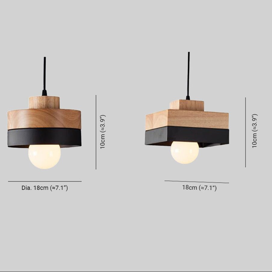 Lampa Wisząca Skandynawska z Drewnianym Kloszem i Metalową Obręczą - 6