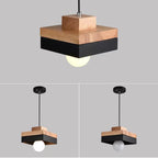 Lampa Wisząca Skandynawska z Drewnianym Kloszem i Metalową Obręczą - 8