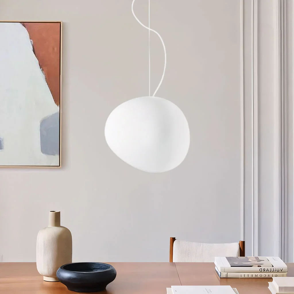 Lampa Wisząca Skandynawska z Kulistym Matowym Kloszem - Biały